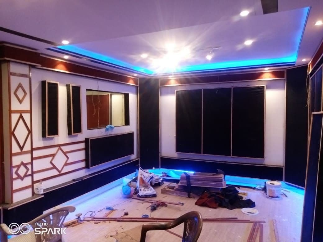 Acoustic Studio Under Construction — Blue LED